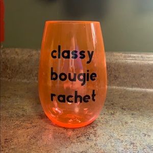 Plastics wine glass with a vinyl sticker